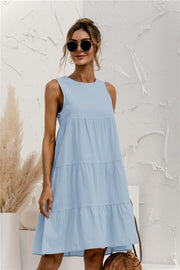 sleeveless o-neck summer dress, view 5 - MRSLM