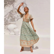 boho floral women's maxi dress, view 4 - MRSLM