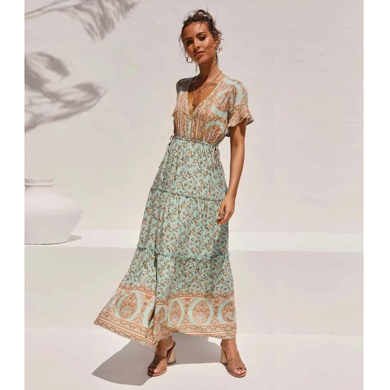 boho floral women's maxi dress - MRSLM