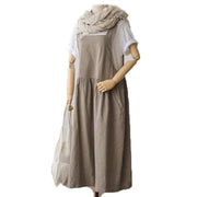 Women's cotton sleeveless dress with pockets, view 7 - MRSLM