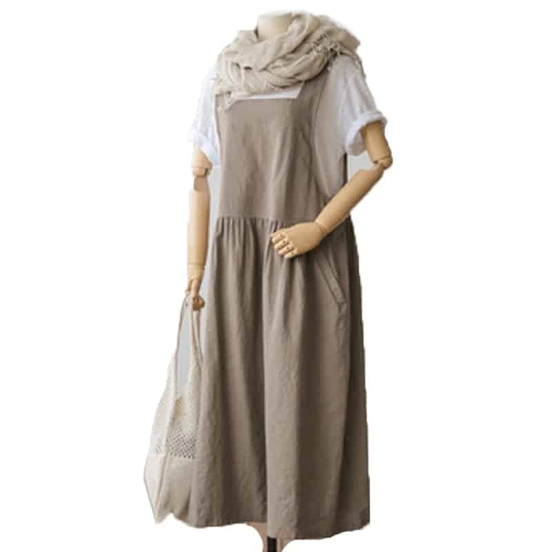 Women's cotton sleeveless dress with pockets, view 7 - MRSLM