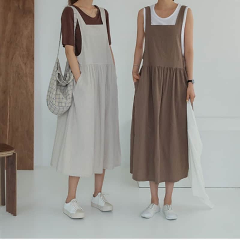 Women's cotton sleeveless dress with pockets - MRSLM