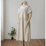 Women's cotton sleeveless dress with pockets, view 2 - MRSLM