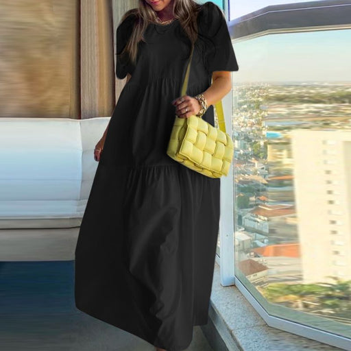 women's casual dress with puff sleeves - MRSLM