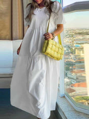women's casual dress with puff sleeves, view 3 - MRSLM