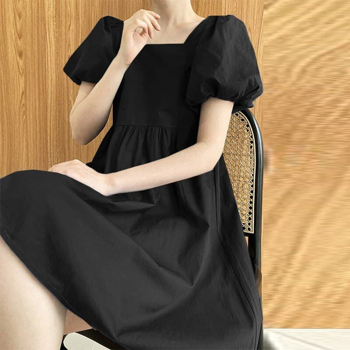 Women's Summer Casual Short Dress with Puff Sleeves