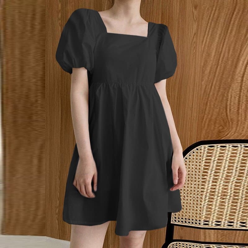 casual short dress with puff sleeves - MRSLM