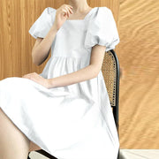 casual short dress with puff sleeves, view 9 - MRSLM