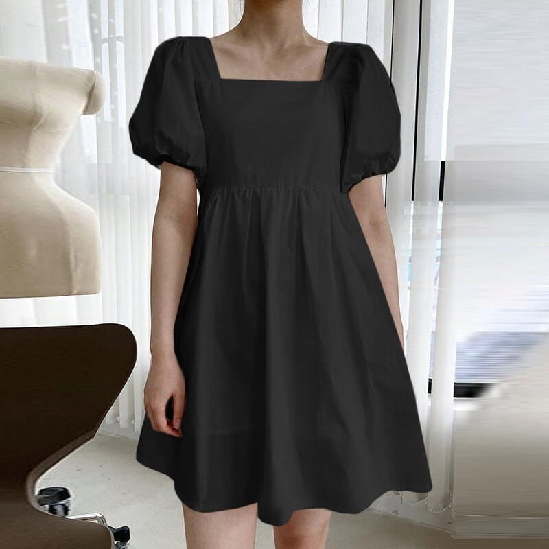 casual short dress with puff sleeves, view 5 - MRSLM
