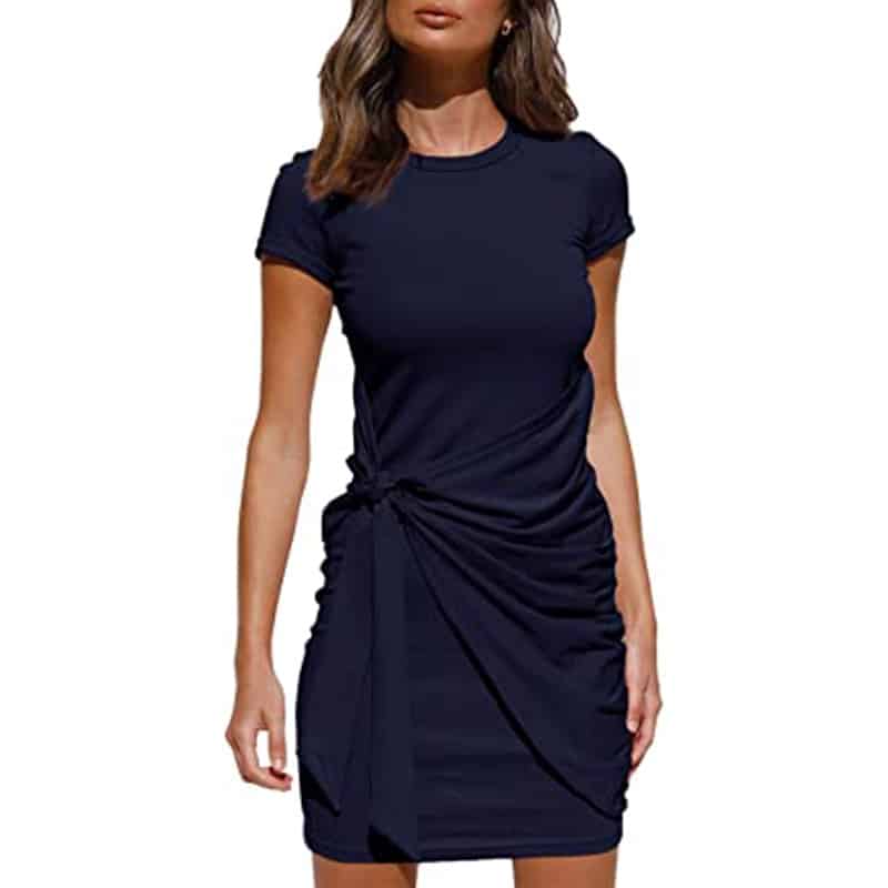 Women's Short Sleeved Wrap Ruched Dress