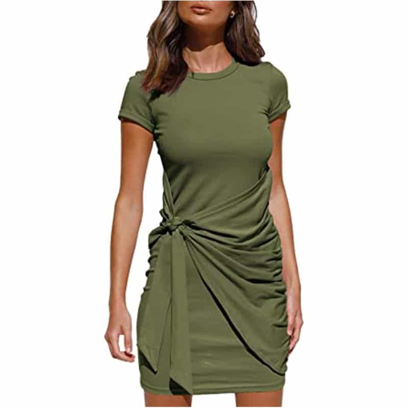 Women's Short Sleeved Wrap Ruched Dress