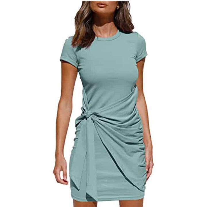 Women's Short Sleeved Wrap Ruched Dress