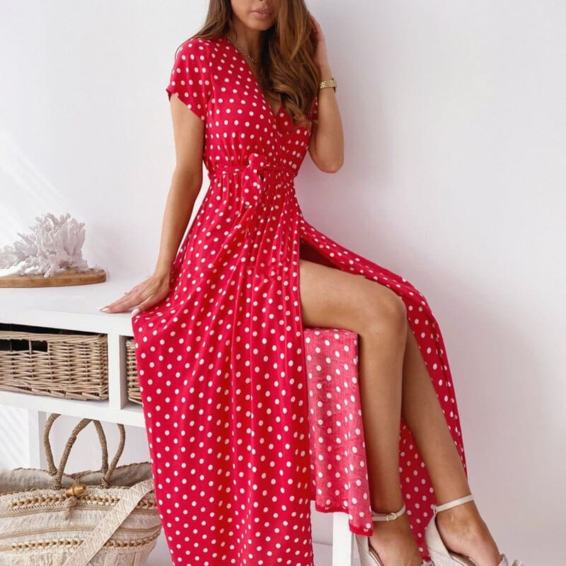 Polka dot maxi dress for women, view 10 - MRSLM