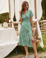 Floral short-sleeved long dress - MRSLM