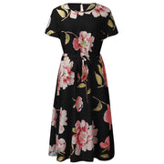 round neck printed chiffon dress, view 4 - MRSLM