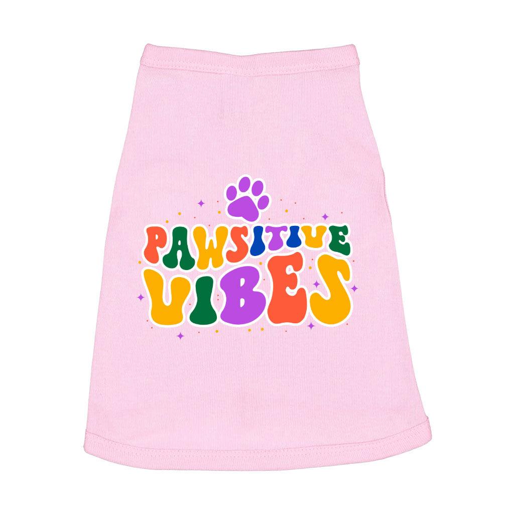 Pawsitive Vibes Dog Sleeveless Shirt - Colorful Text Dog Shirt - Cool Dog Clothing - MRSLM