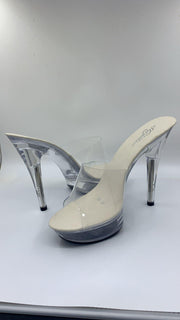 Stiletto platform transparent crystal sandals, view 3 - MRSLM