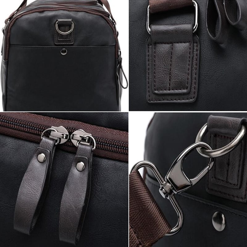 casual pu leather travel duffel bag, view 7 - MRSLM