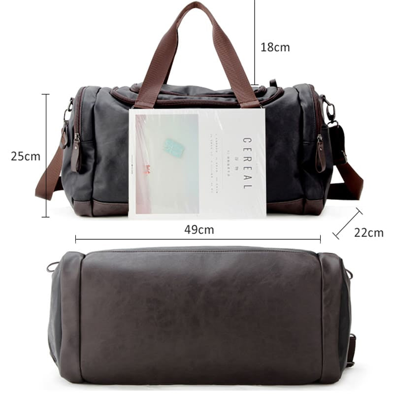 casual pu leather travel duffel bag, view 8 - MRSLM