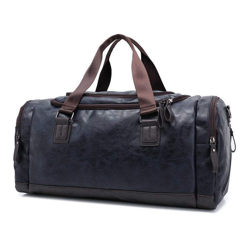 casual pu leather travel duffel bag, view 3 - MRSLM