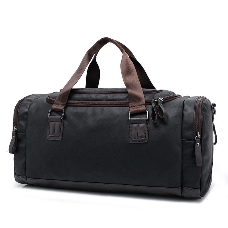 casual pu leather travel duffel bag, view 4 - MRSLM