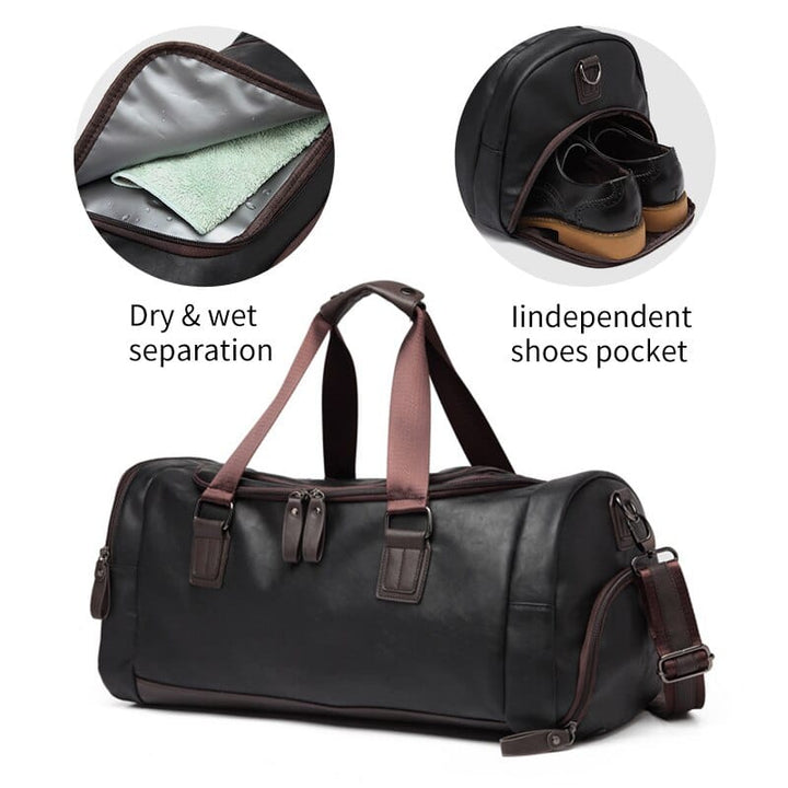 Casual Leather Travel Duffel Bag