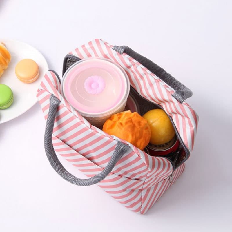 Patterned Portable Lunch Bag with Zipper