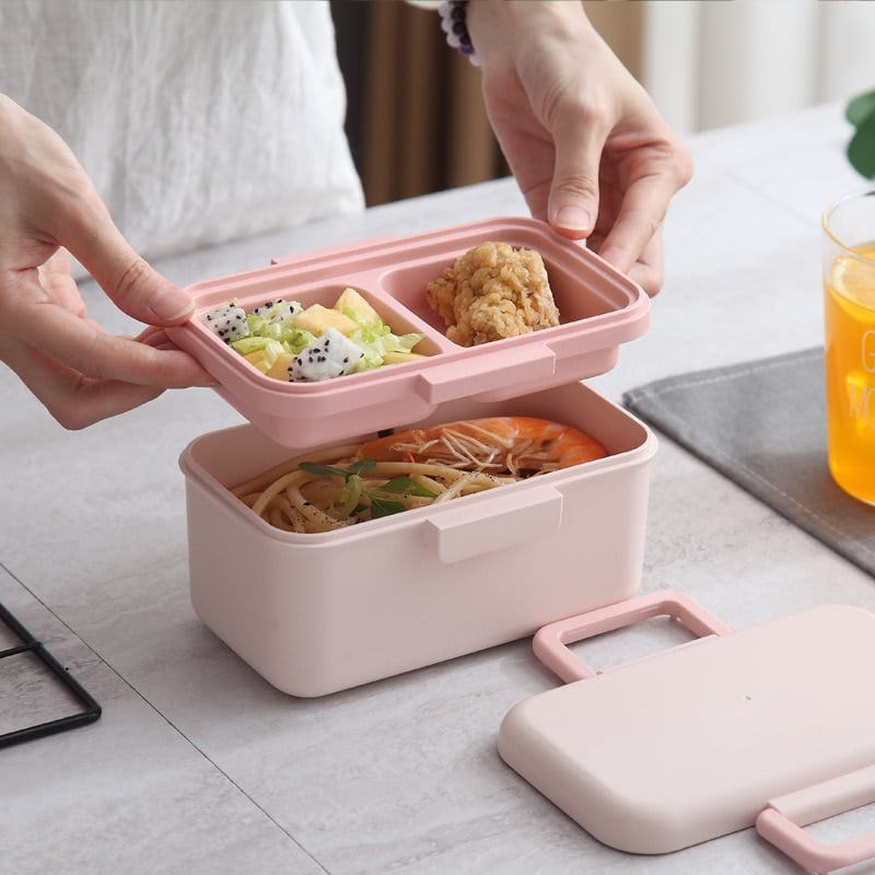 microwavable bamboo fiber lunch box, view 6 - MRSLM