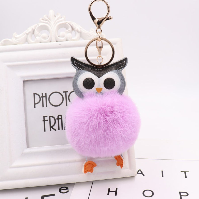 fur pompom owl keychain, view 20 - MRSLM