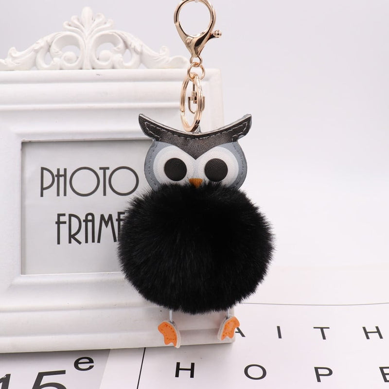 fur pompom owl keychain, view 18 - MRSLM