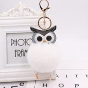 fur pompom owl keychain, view 3 - MRSLM
