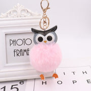 fur pompom owl keychain, view 4 - MRSLM