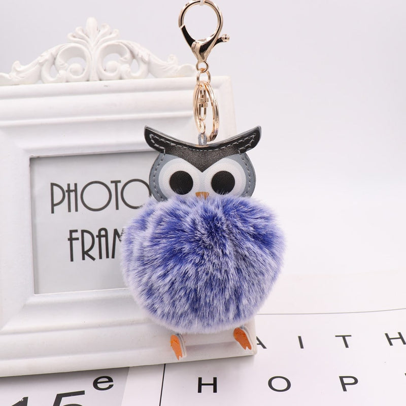 fur pompom owl keychain, view 8 - MRSLM