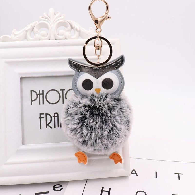 fur pompom owl keychain, view 9 - MRSLM