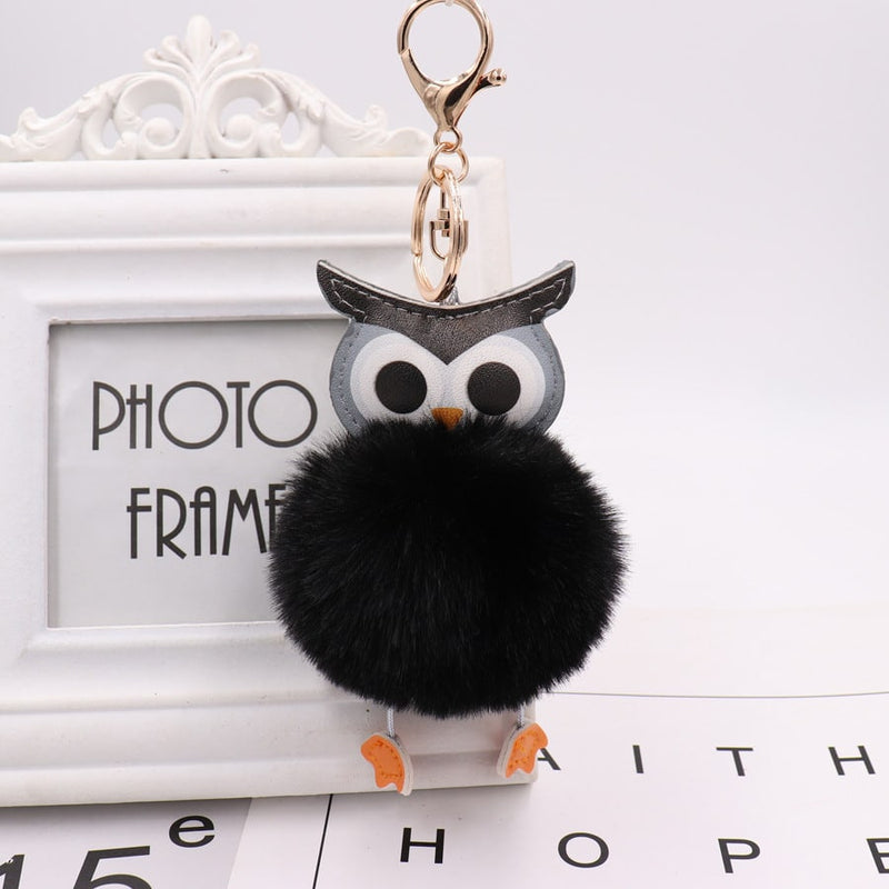 fur pompom owl keychain, view 11 - MRSLM