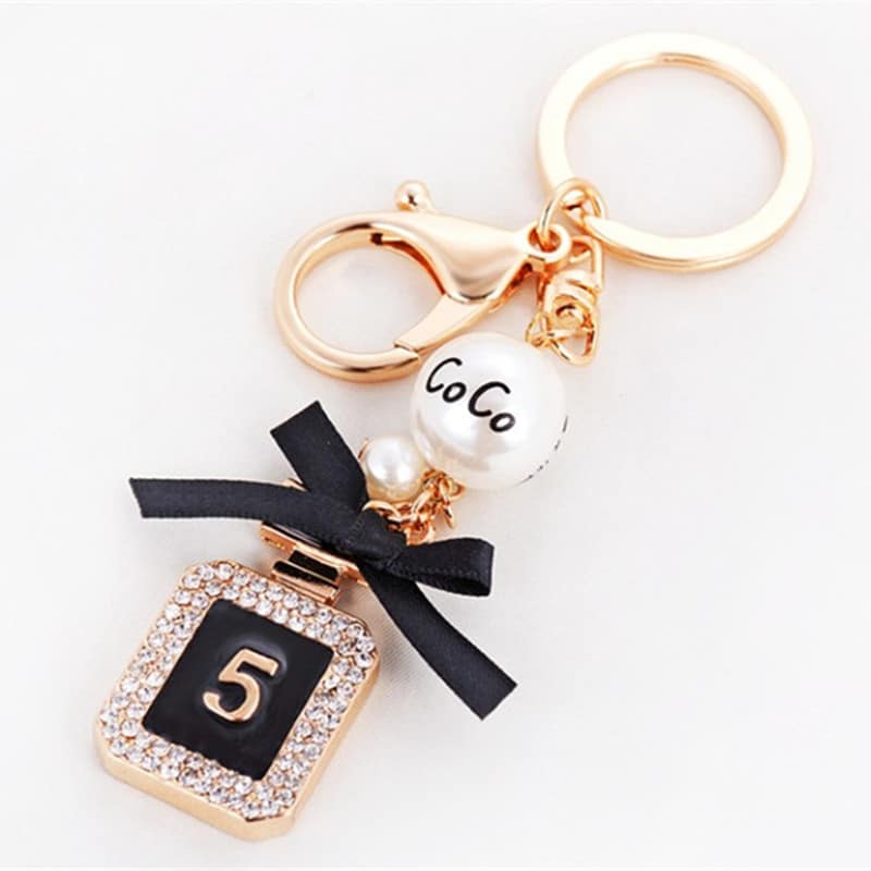perfume bottle shaped gold keychain - MRSLM