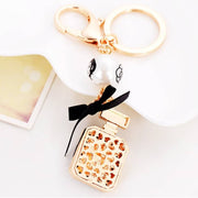 perfume bottle shaped gold keychain, view 4 - MRSLM