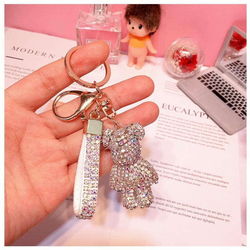 Glitter Keychain with Rhinestones