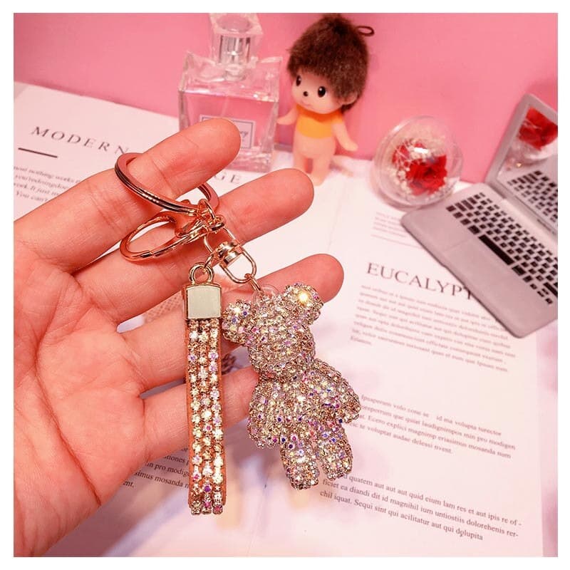 Glitter Keychain with Rhinestones