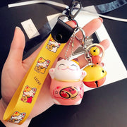 lucky cat key chain, view 2 - MRSLM