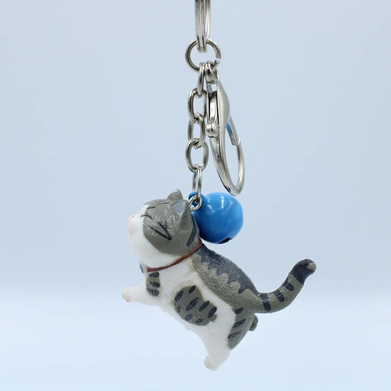 Cartoon Walking Cat Pendant Key Ring with Bell