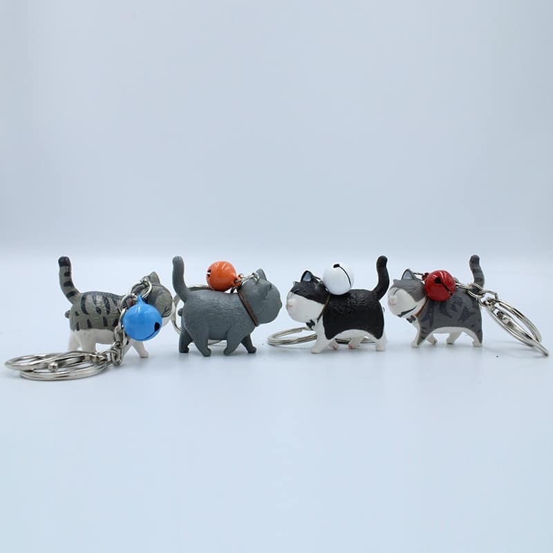 walking cat key ring with bell, view 11 - MRSLM