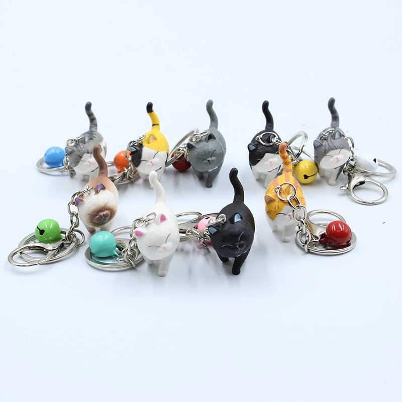 walking cat key ring with bell - MRSLM