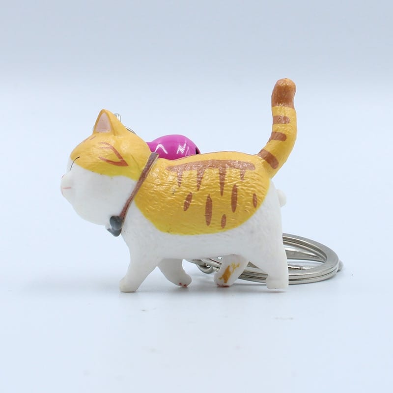 walking cat key ring with bell, view 13 - MRSLM