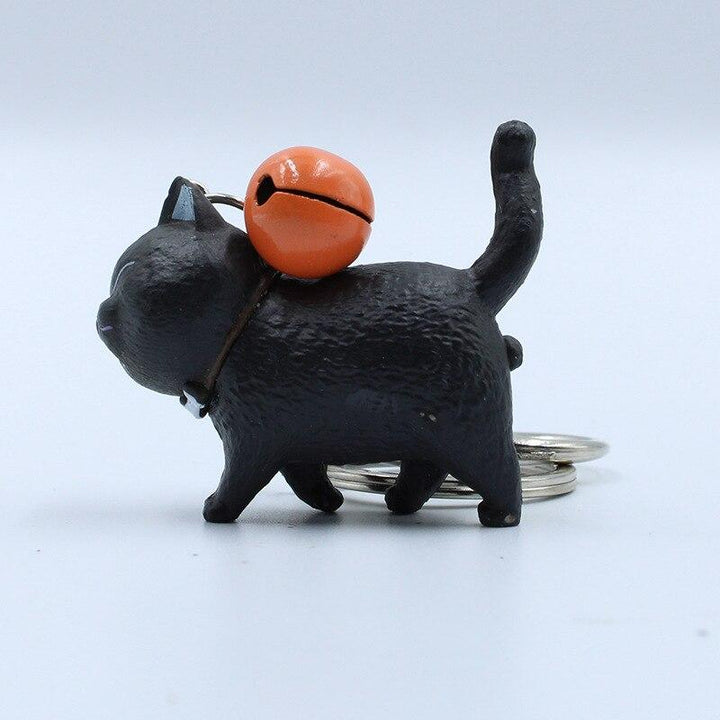 Cartoon Walking Cat Pendant Key Ring with Bell