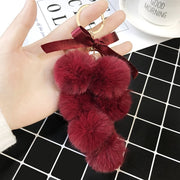 eco fur pom keychain, view 3 - MRSLM