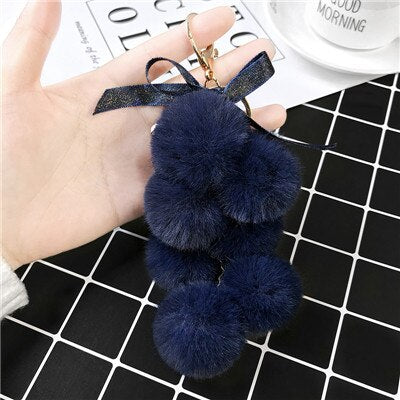 eco fur pom keychain, view 6 - MRSLM