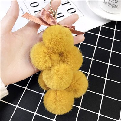 eco fur pom keychain, view 7 - MRSLM