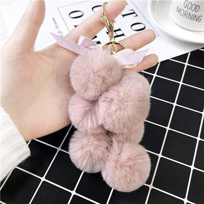 eco fur pom keychain, view 9 - MRSLM