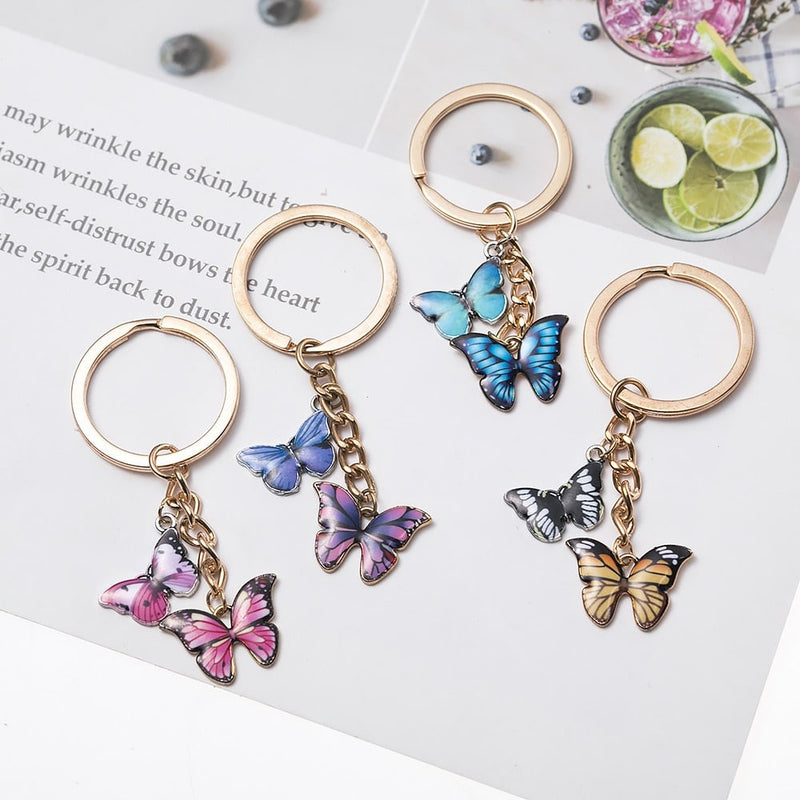 Colorful double butterfly keychain, view 12 - MRSLM